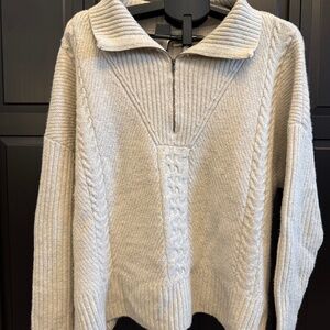 Treasure and Bond Quarter Zip Cabled Textured Sweater Size L